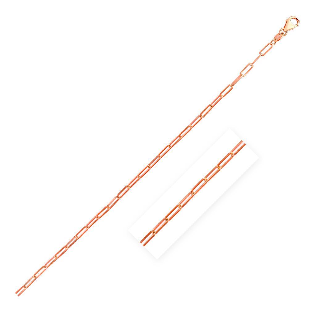 14K Rose Gold Delicate Paperclip Chain (2.10 mm) - 16"