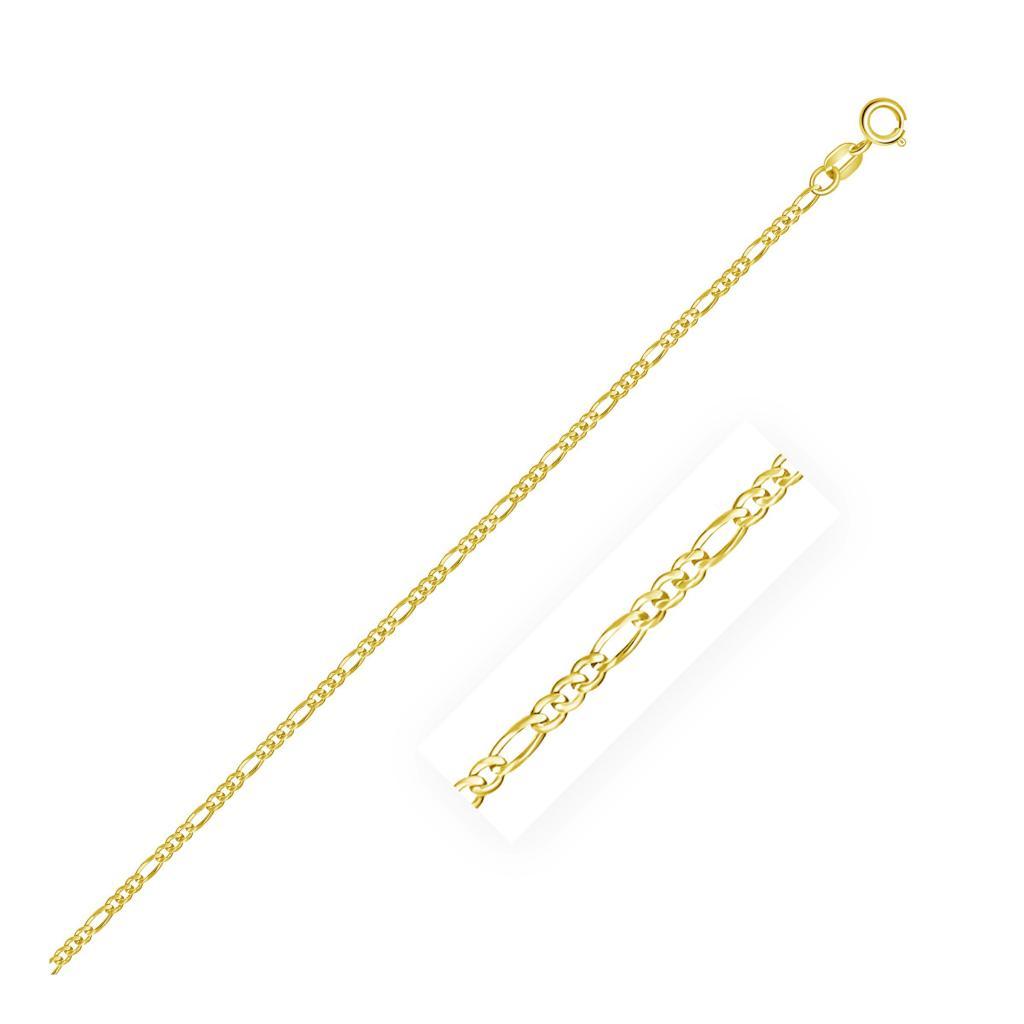 14k Yellow Gold Solid Figaro Chain (1.90 mm) - 16"