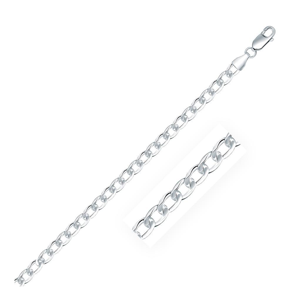 Rhodium Plated Sterling Silver Curb Style Chain (4.70 mm) -18"