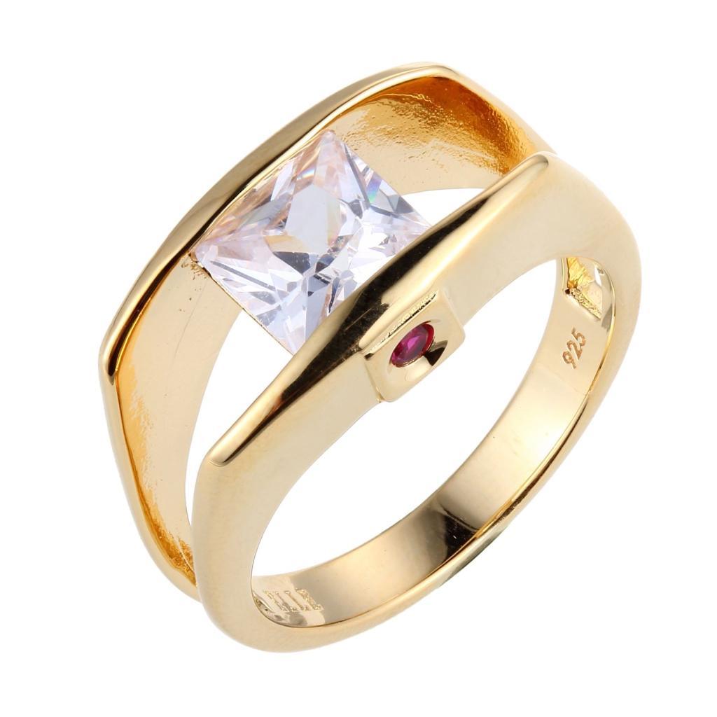 R34L895-Y-7 Cubic Zirconia Princess Cut Solitaire Ring Size 7