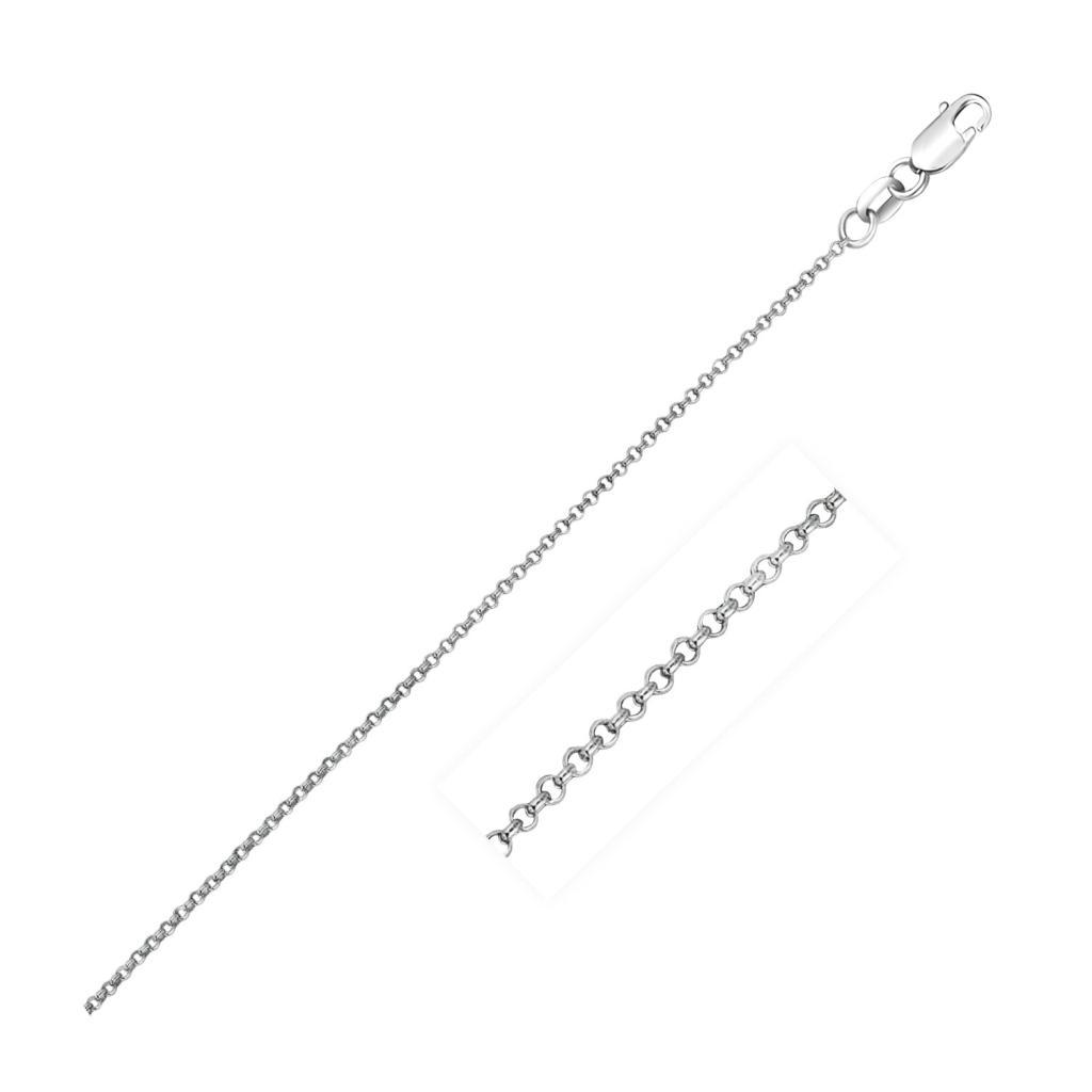 14k White Gold Diamond Cut Rolo Chain (1.10 mm) -18"