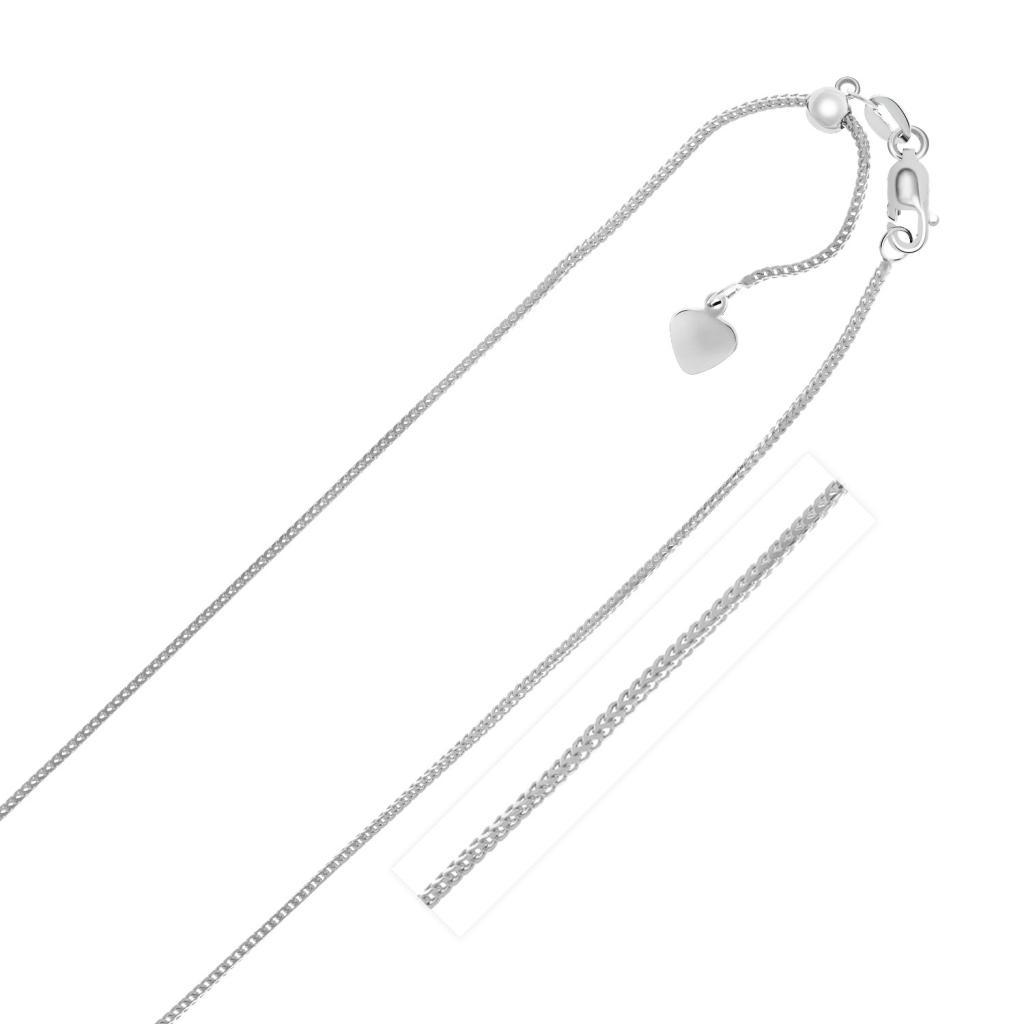 14k White Gold Adjustable Franco Chain (1.00 mm) -22"