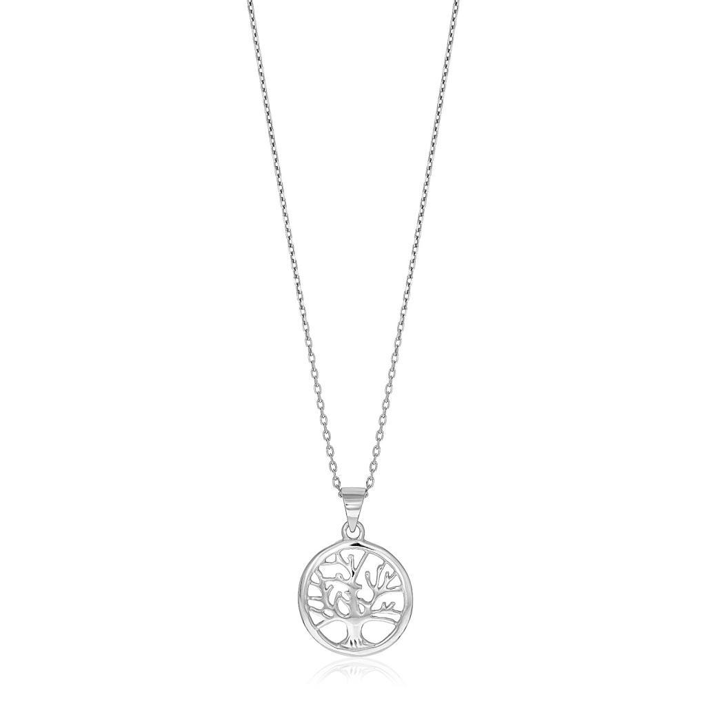 Sterling Silver inch Round Tree of Life Necklace