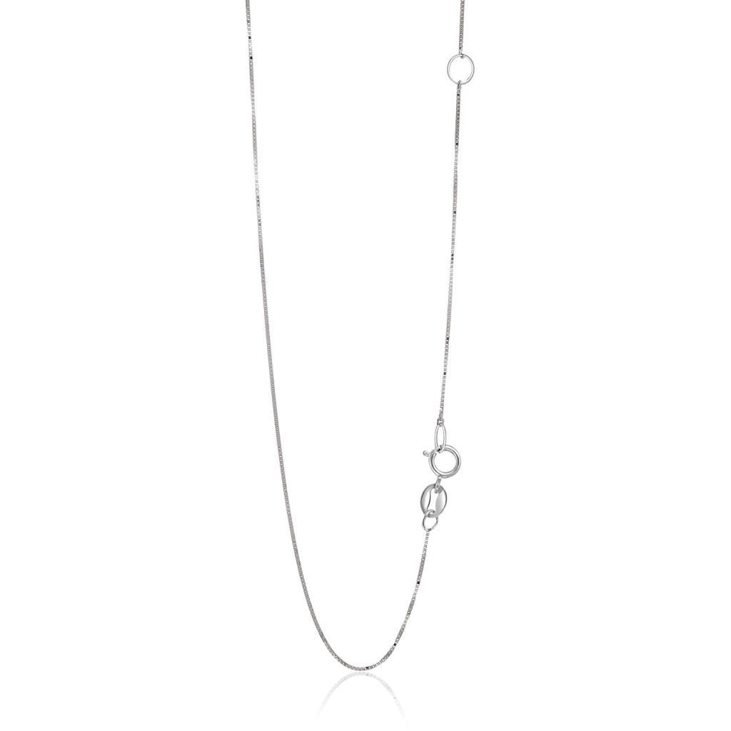14k White Gold Adjustable Box Chain (0.60 mm) -18"