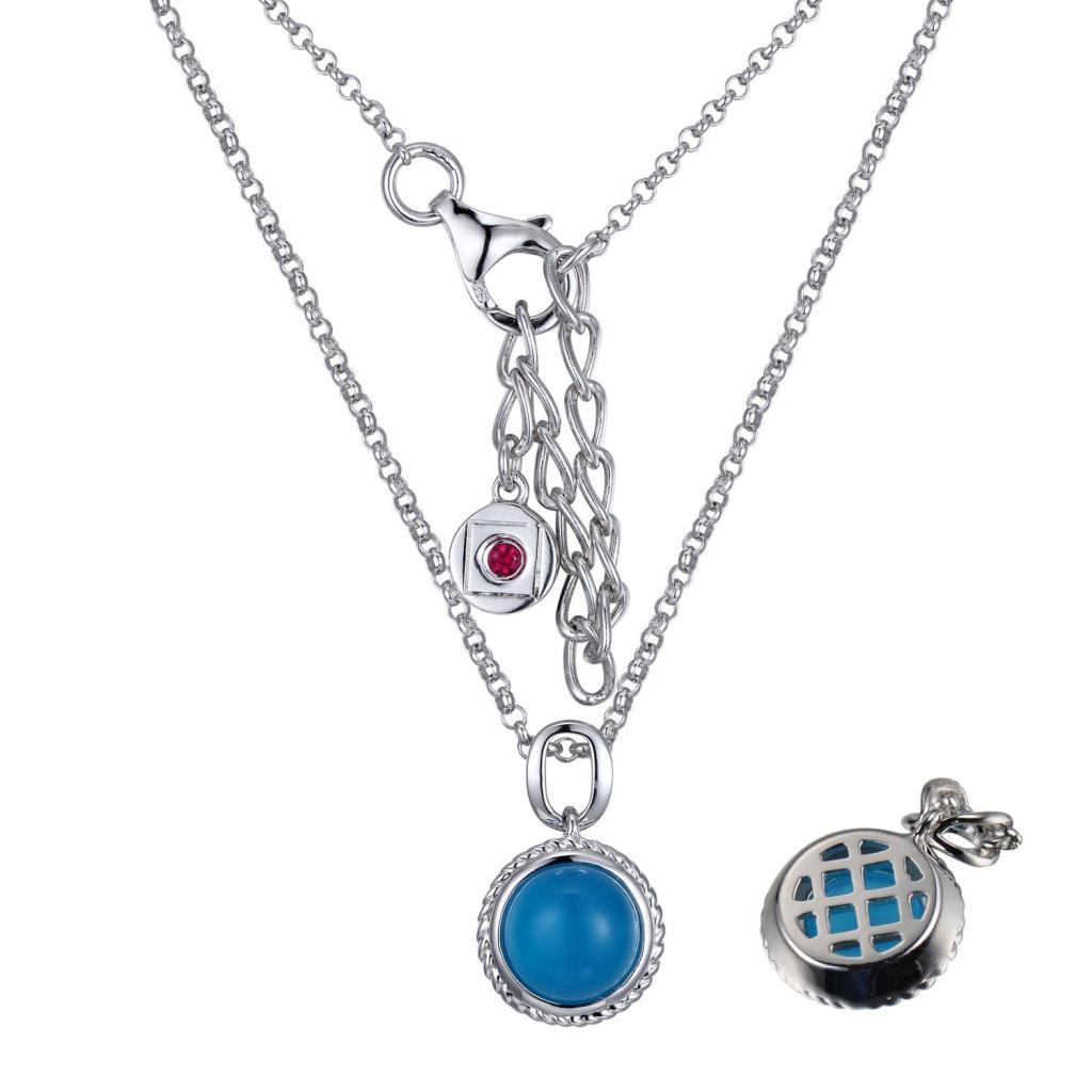 NR0LB1E-W Serpentine Dyed Blue Chalcedony Necklace