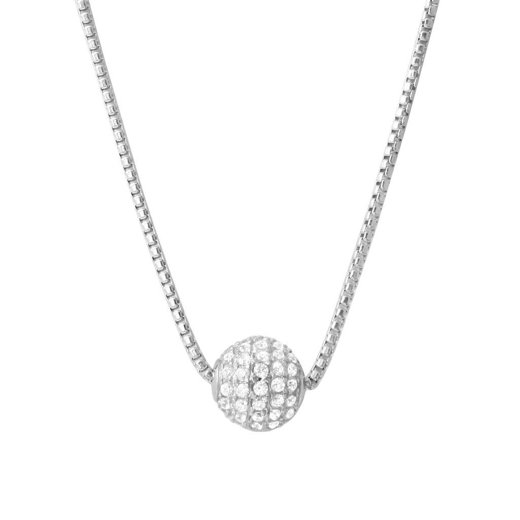 NCGR0Q03B-W Hanna CZ  Single Bead Necklace