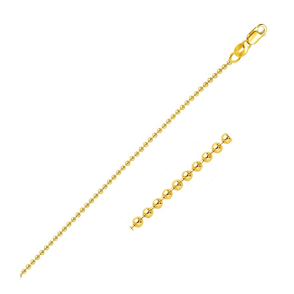 14k Yellow Gold Bead Chain 1.5mm (1.50 mm) - 16"