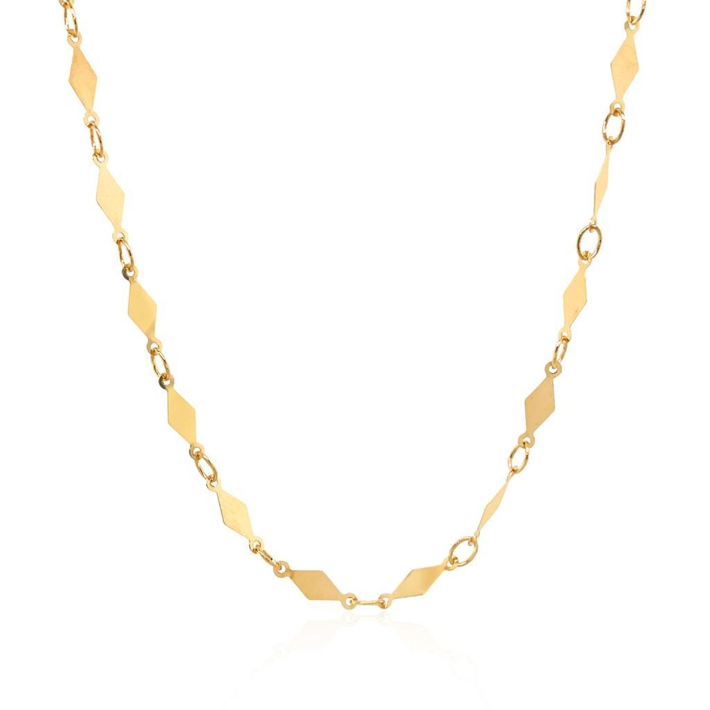 14K Yellow Gold Polished Diamond Motif Chain (3.00 mm) -18"