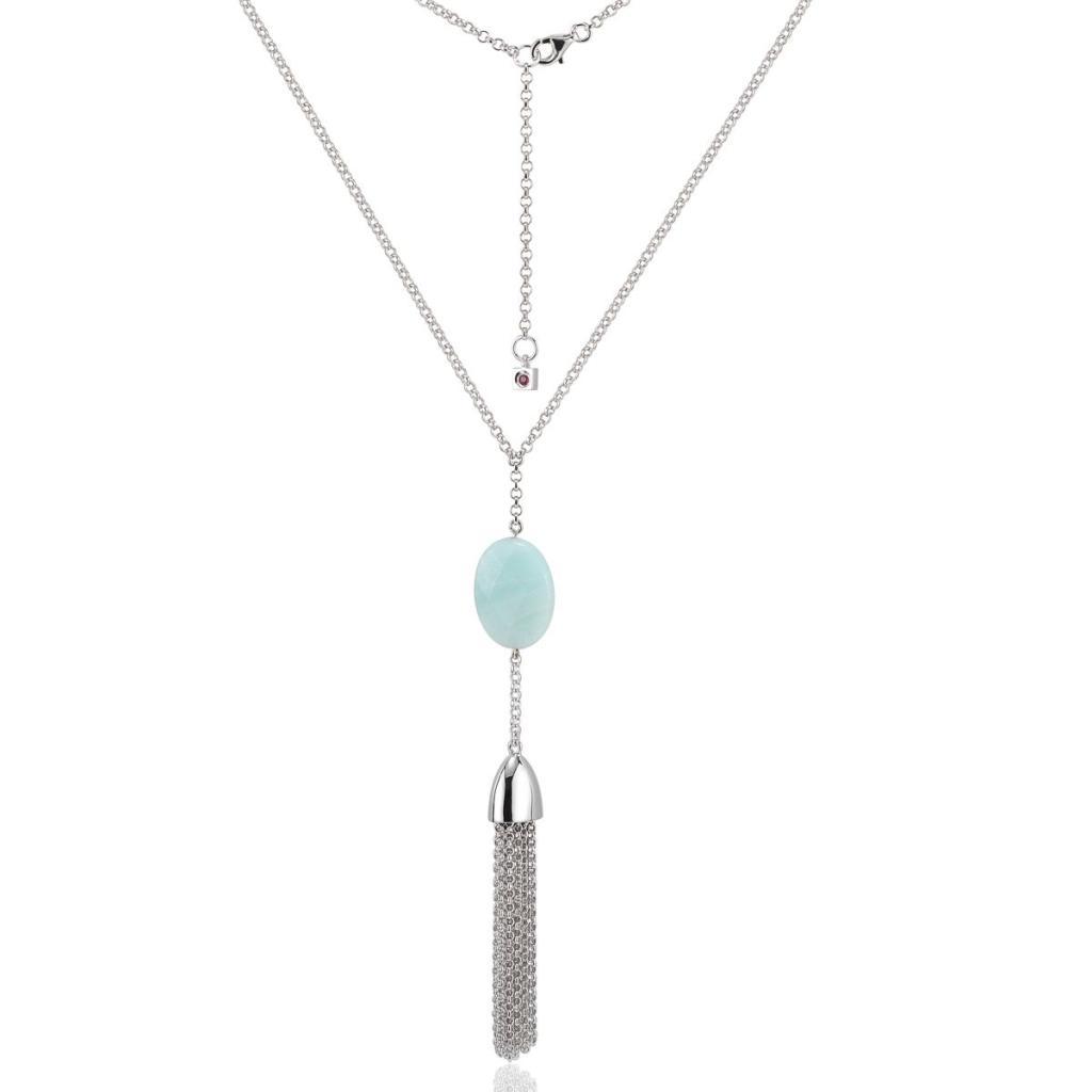 NR0LAQZ-W Calypso Dyed Green Quartz and Tassel Necklace