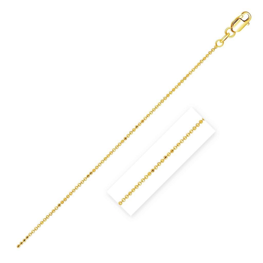 14k Yellow Gold Diamond Cut Bead Chain (0.90 mm) - 16"