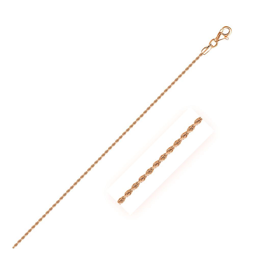 14k Rose Gold Solid Diamond Cut Rope Chain (1.6 mm) -18"