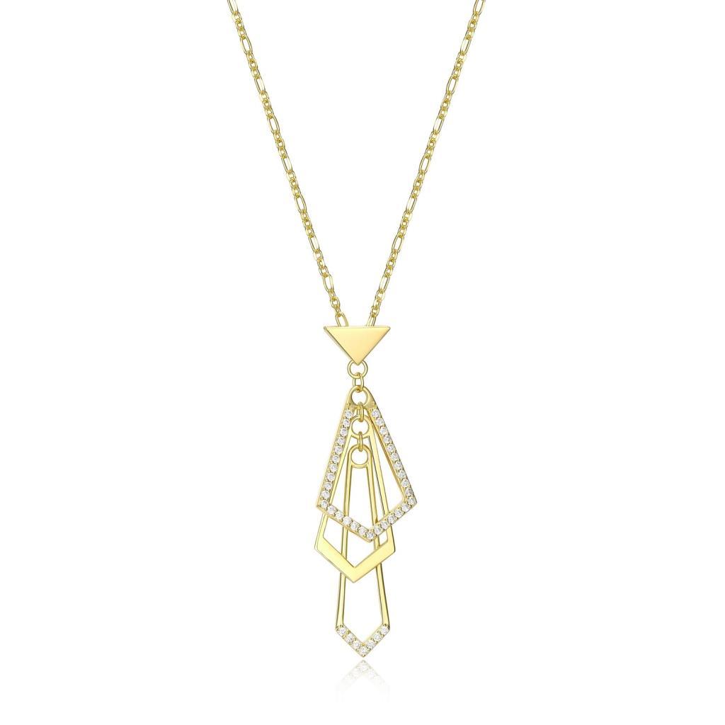 N30LBZ4-Y Art Deco Cubic Zirconia Geometric Pendant Necklace