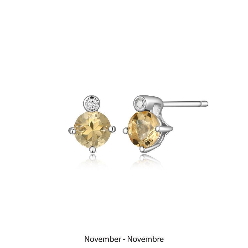 ER2LCQ9-NOV "Birthstone" November (Citrine) and Lab Grown Diamond Earrings