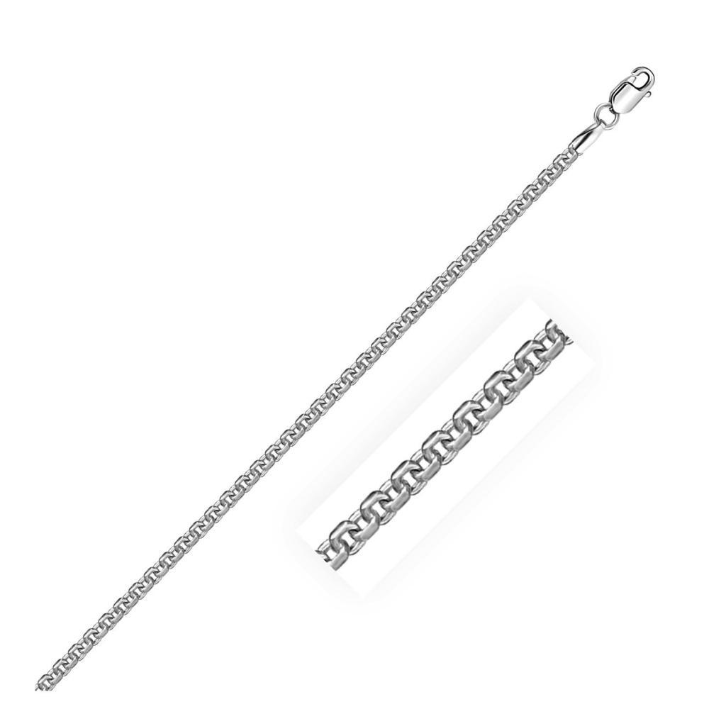 Sterling Silver Rhodium Plated Round Box Chain (2.20 mm) -18"