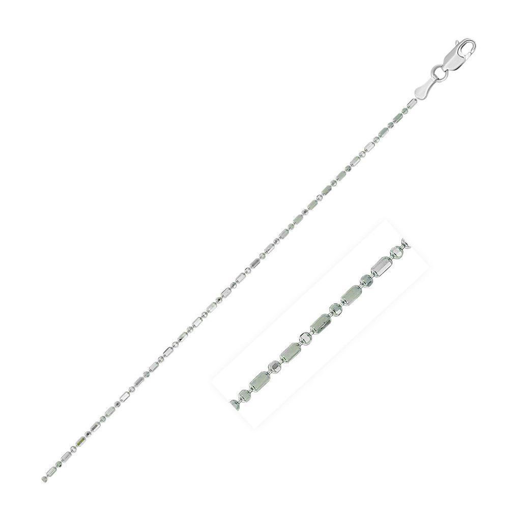 14k White Gold Diamond-Cut Bead Chain (0.90 mm) - 16"