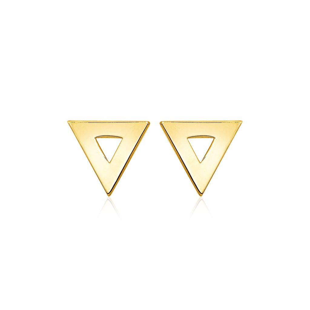 14k Yellow Gold Polished Open Triangle Post Earrings