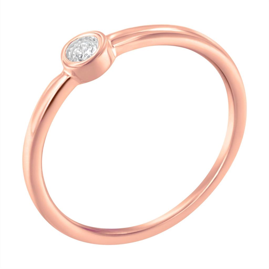 14K Rose Gold Plated .925 Sterling Silver Miracle Set Diamond Ring (1/20 Cttw, J-K Color, I1-I2 Clarity) Ring Size-7.0