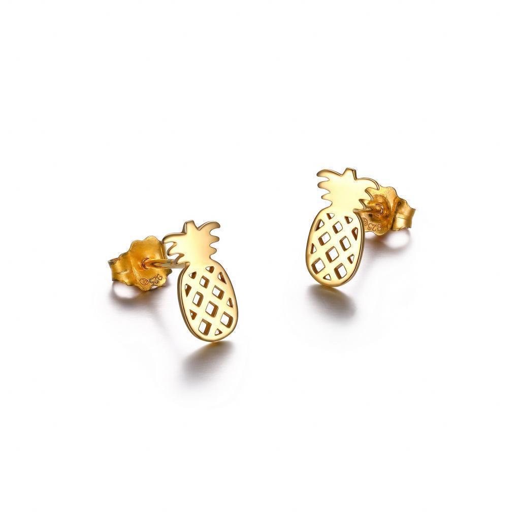 10K Gold Pineapple Stud Earrings - Gold