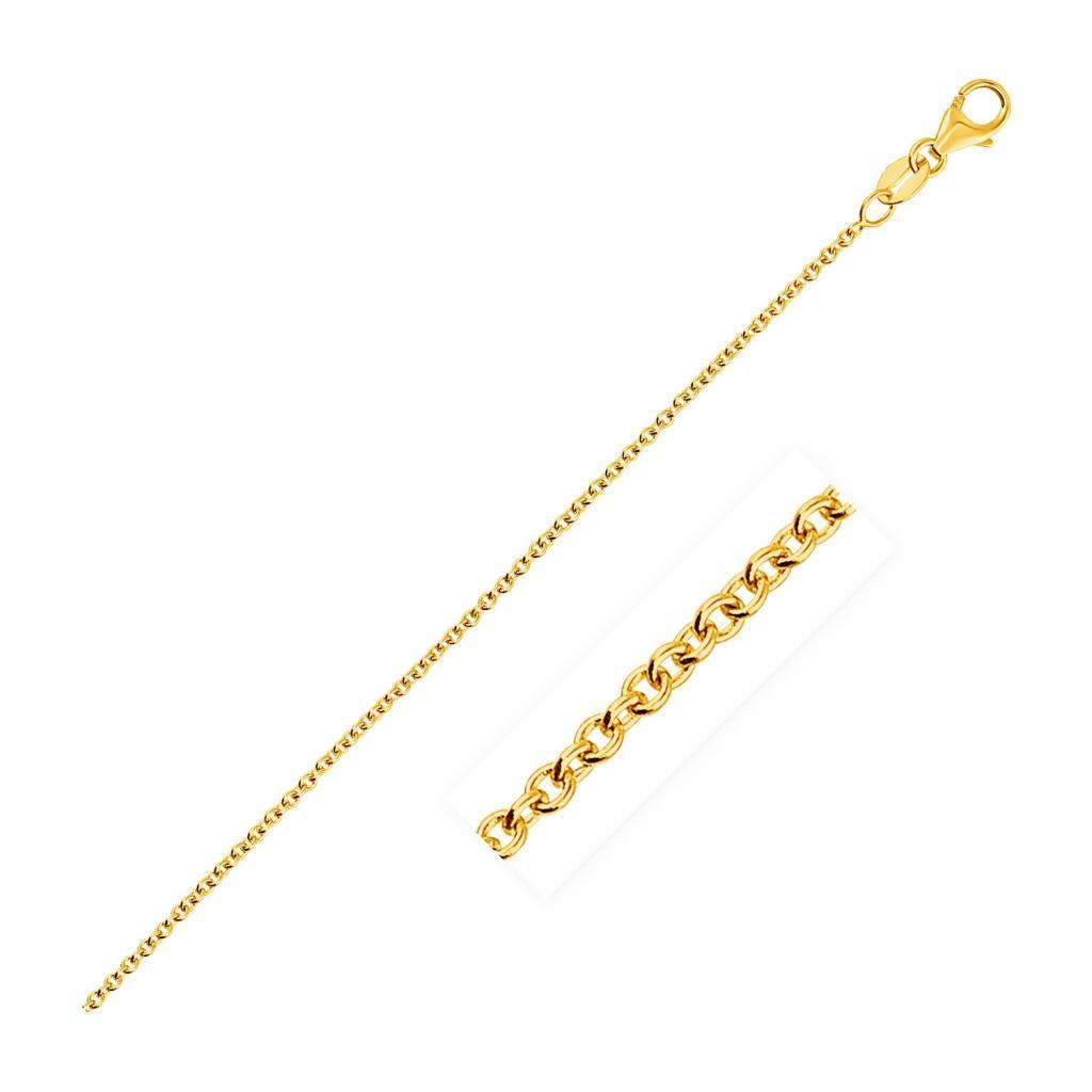 14k Yellow Gold Round Cable Link Chain (1.30 mm) - 16"