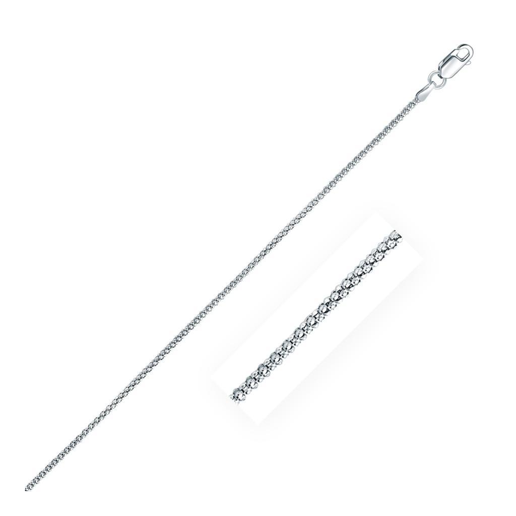 Rhodium Plated 1.8mm Sterling Silver Popcorn Style Chain (1.80 mm) -18"