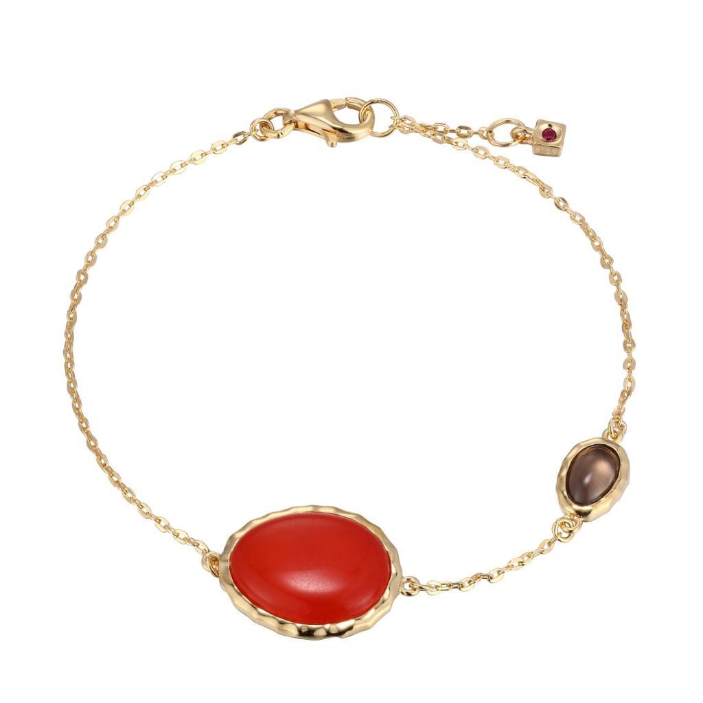 B31LA9K-Y Fire and Ice Dyed Orange and Smoky Quartz Bracelet