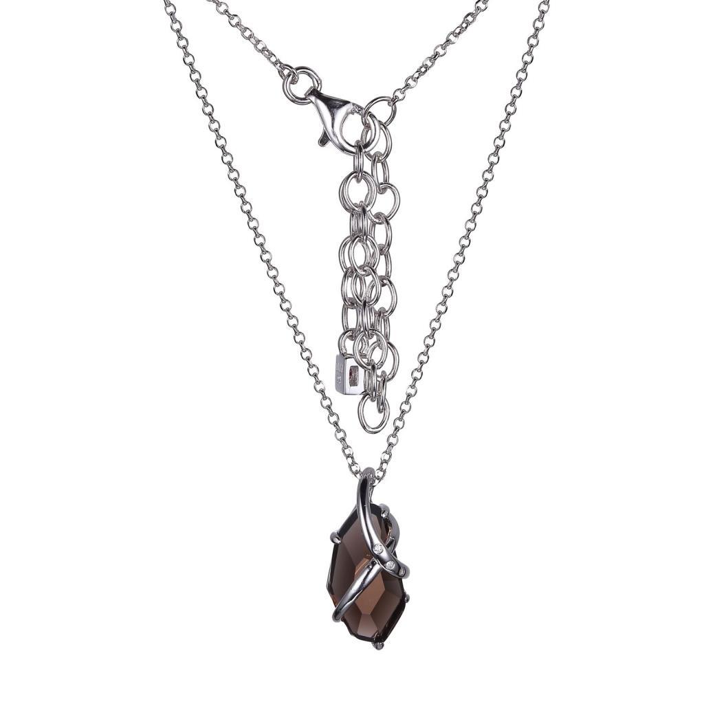 NR0LBAF-W Bouquet Small Smoky Quartz Pendant Necklace