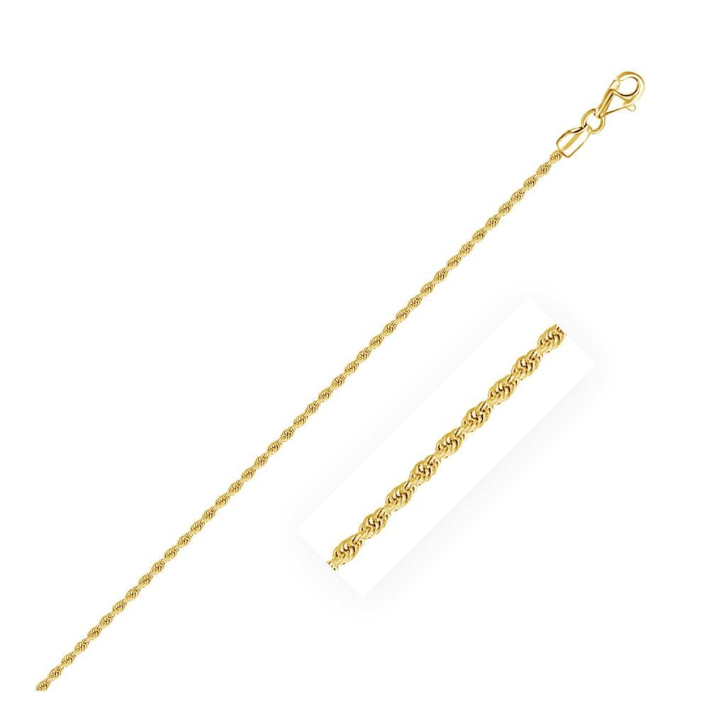 10K Yellow Gold Hollow Diamond Cut Rope Chain (2.00 mm) -18"
