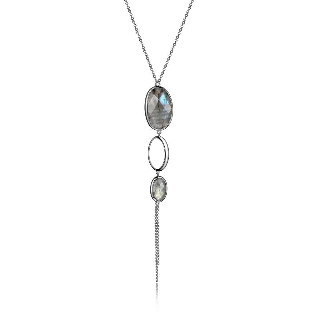 NR0LB87-W Mystere Checkerboard Labradorite Long Necklace