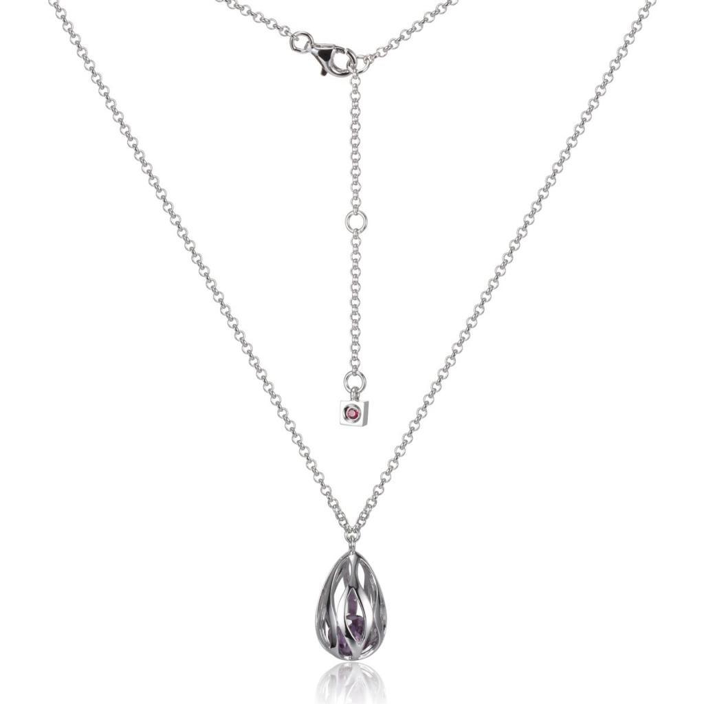 NR0LAPV-W Syrup Purple Red Cubic Zirconia Cage Necklace
