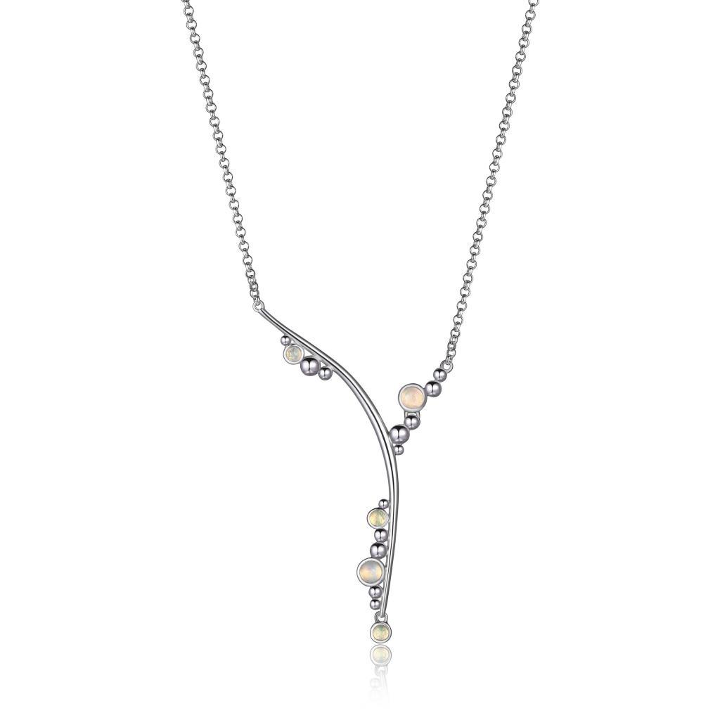 NR0LBD03-W Pixie Dust Blue Opal Y Necklace