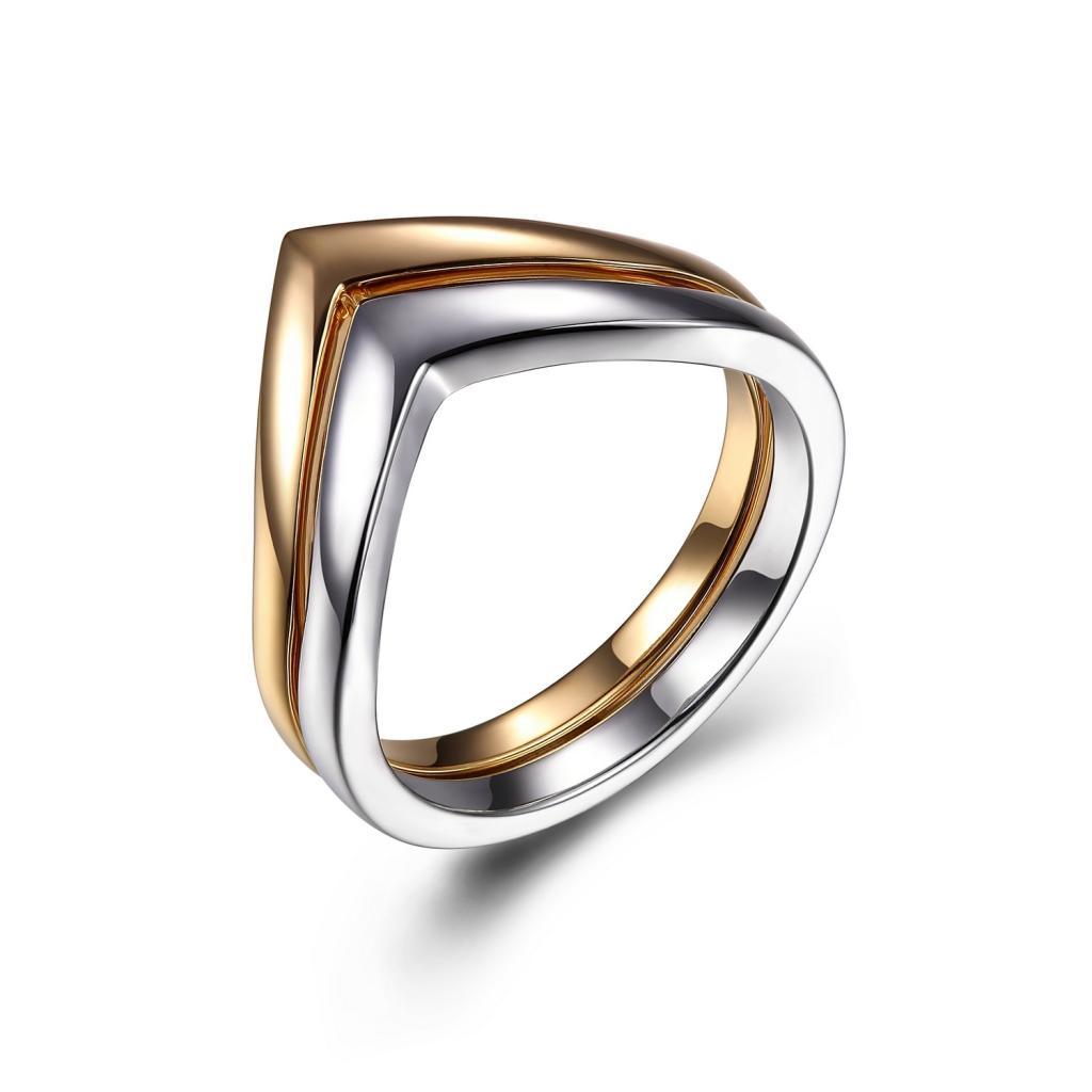 R34LA4E-2T-7 Waterfall 2-in-1 V Shape Ring Size 7