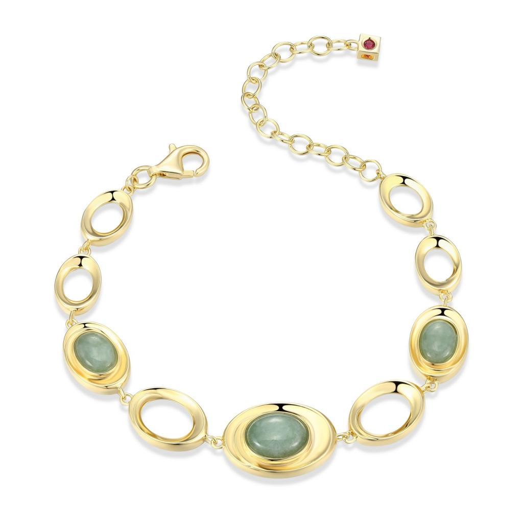 B31LAPQ-Y Swirl Oval Genuine Jade Bracelet