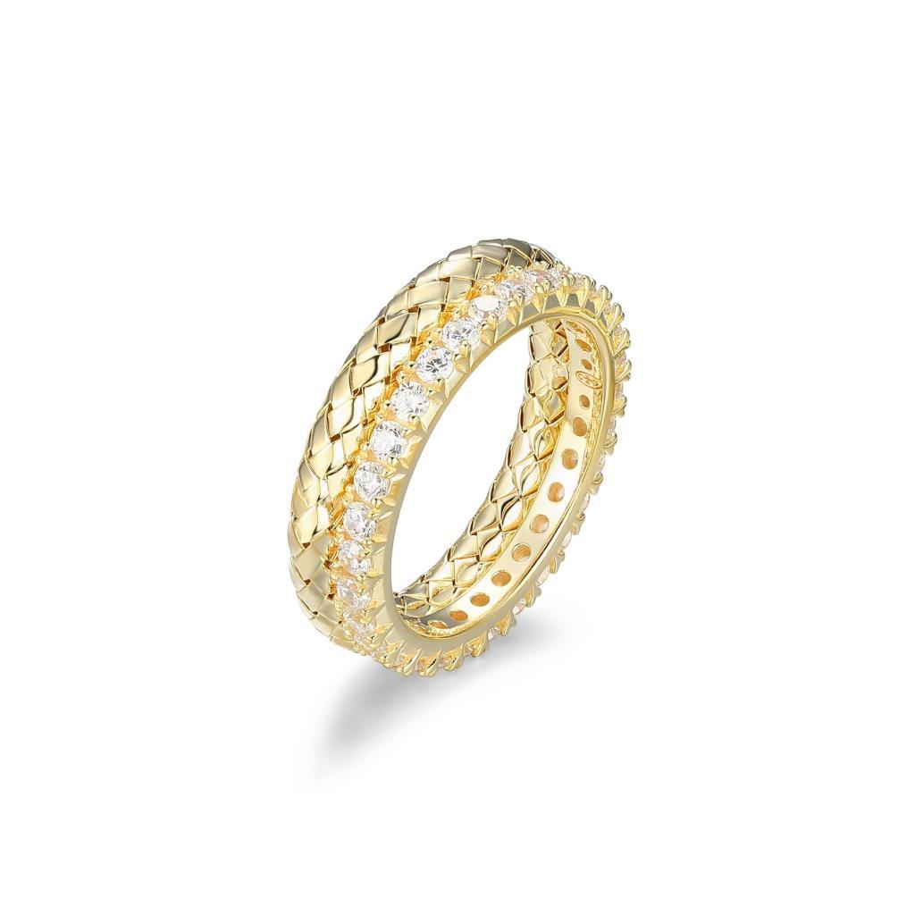 RCGS4Q050-Y-7 Gleam CZ Mesh 2 Row Round  Ring Size 7