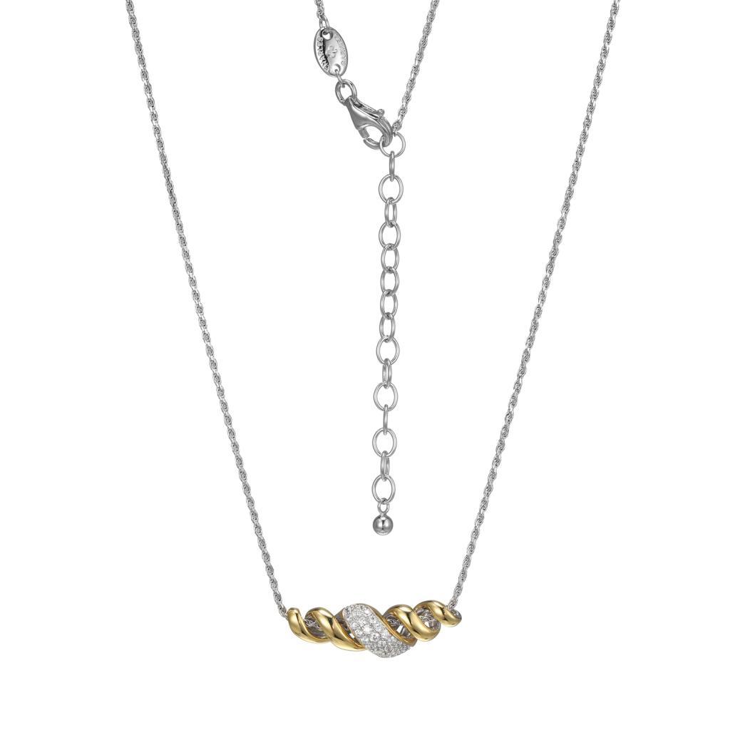 NCGR0Q0F9-2T Celeste CZ Twisted Croissant Pendant Rope Chain Necklace