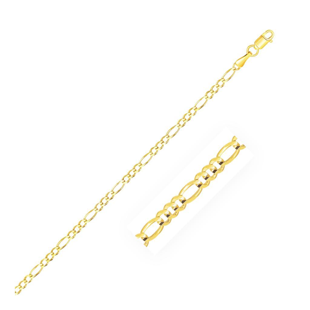 14k Yellow Gold Solid Figaro Chain (2.80 mm) - 16"