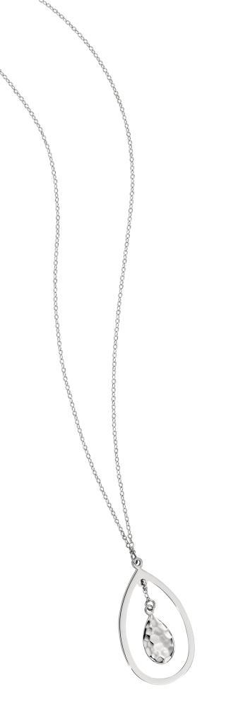NR0LAEL-W Sleek Hammered Double Teardrop Necklace