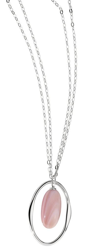 NR0LAAZ-W Harmony Pink Mother of Pearl Oval Necklace
