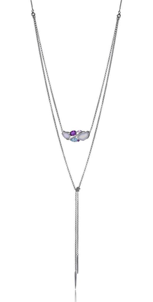 NR0LB7D-W Bouquet Multi Gem Detachable Necklace