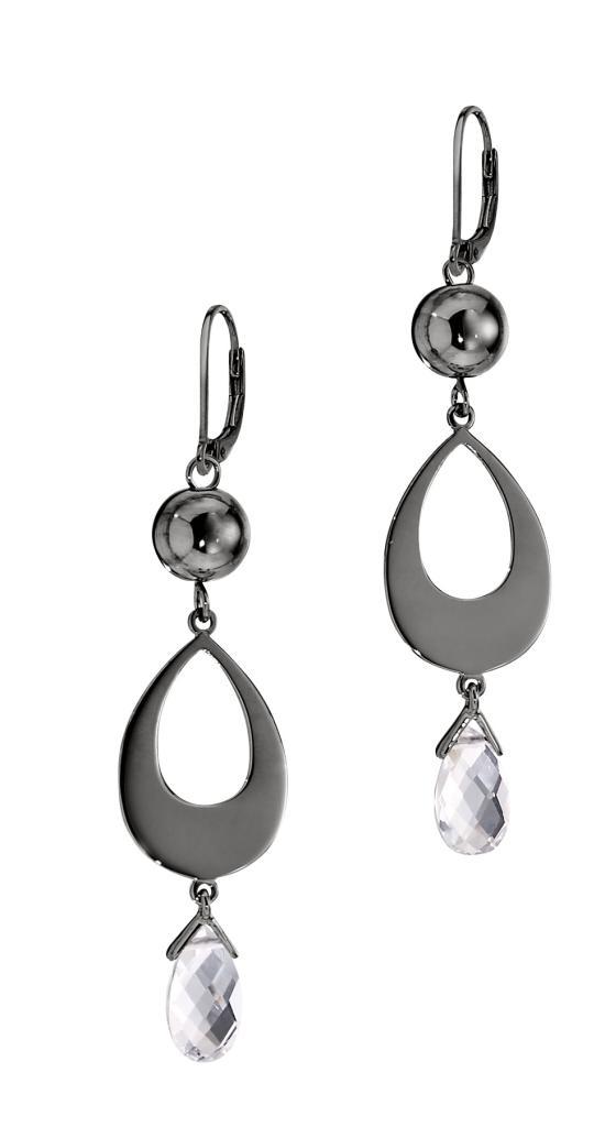 E62LB69C-GM Elusive Clear Crystal Drop Lever Back Earrings