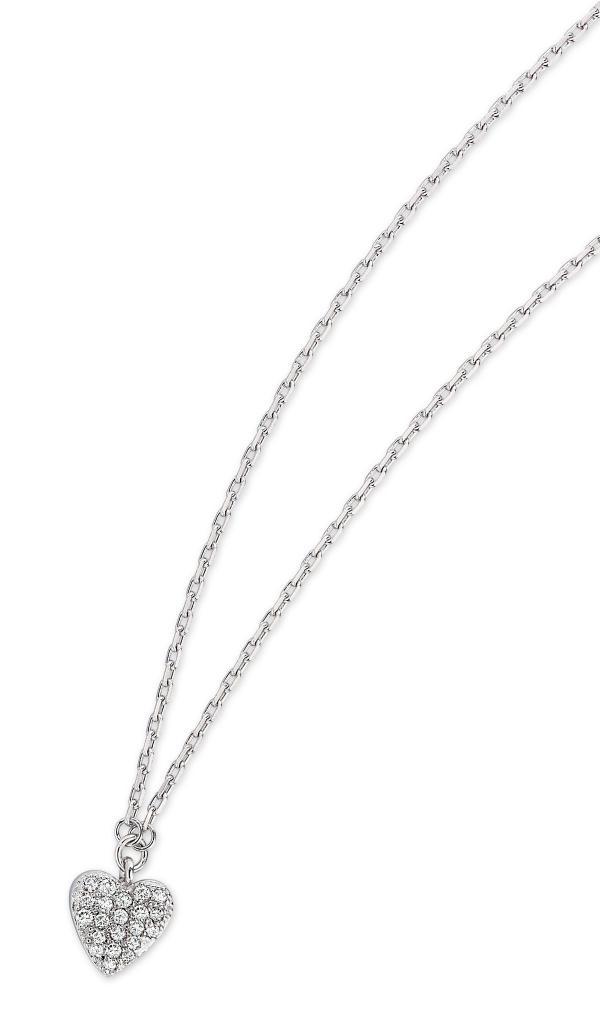 NR0LAGY-W Micro Pave Cubic Zirconia Heart Necklace
