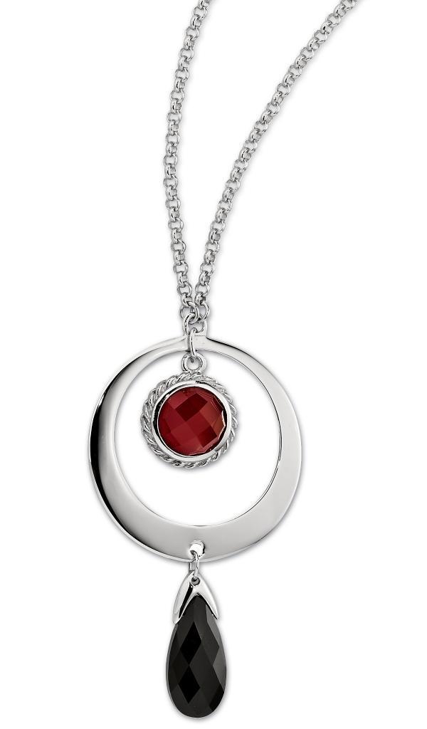 NR0LAHE-W Perimeter Black and Red Agate Necklace