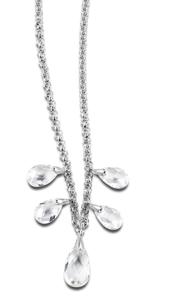 NR0LAN2-W Intangible Simulated White Crystal Teardrops Necklace