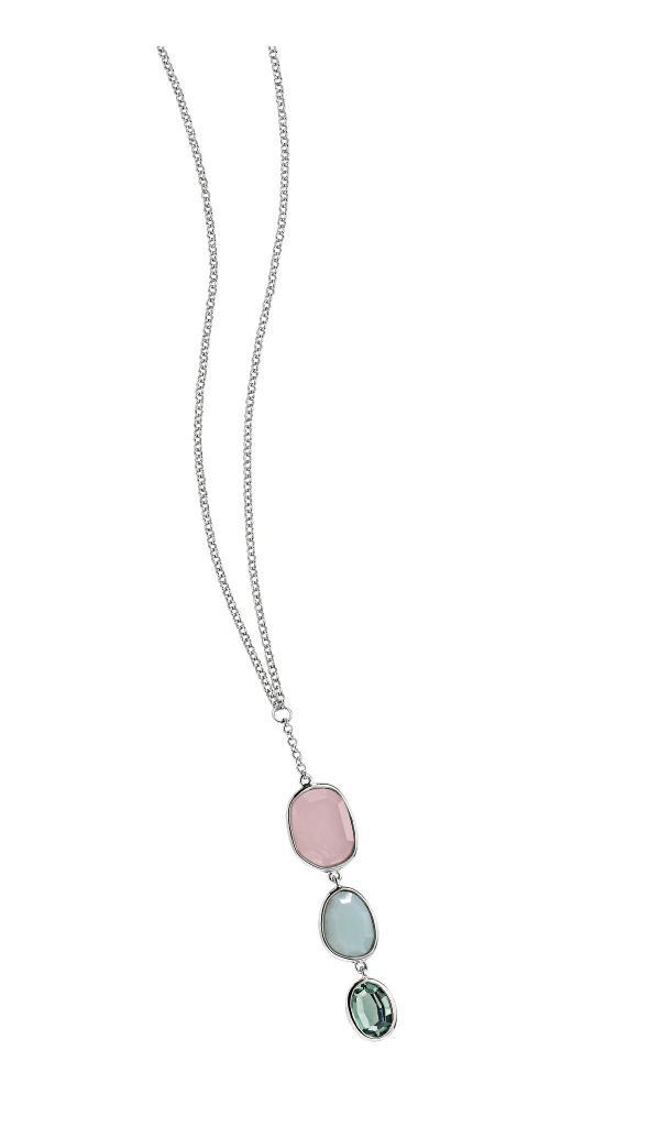 NR0LAKW-W Sugar Melon Quartz and Chineese Amazonite Drop Necklace