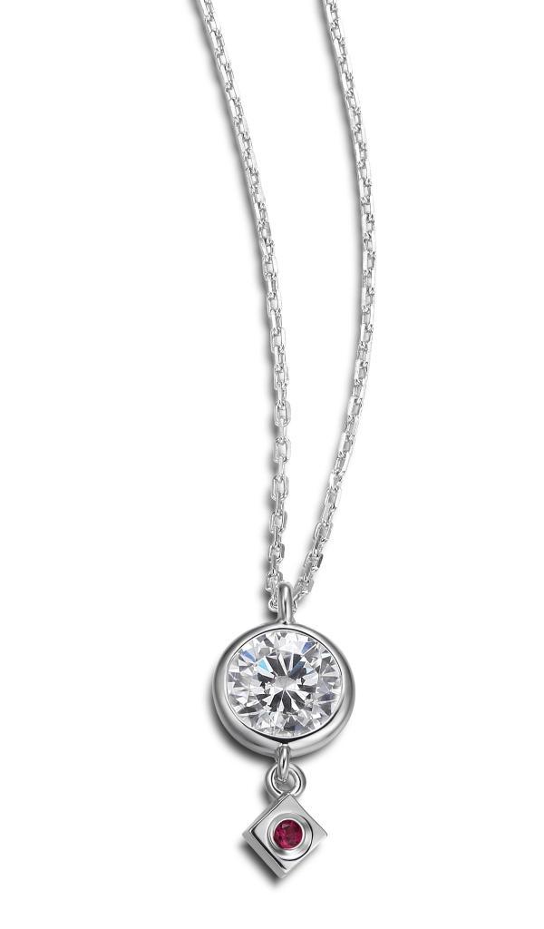 NR0LAMT-W Rock Candy Cubic Zirconia Ruby Dangle Necklace