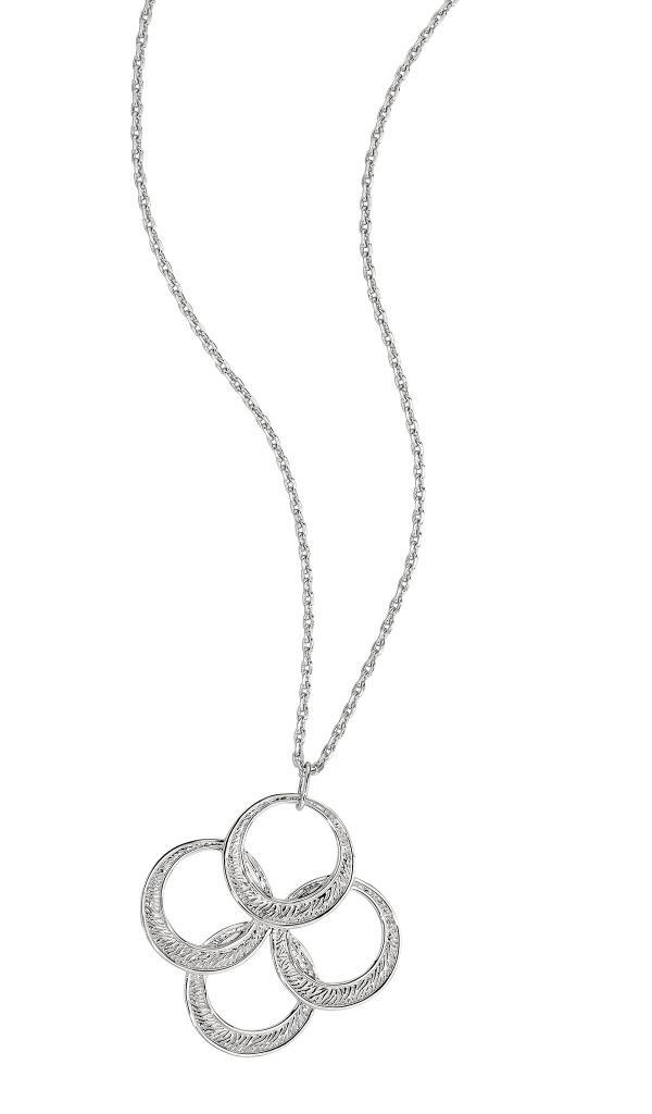 NR0LACQ-W Ambrosia Cascading Circle Pendant Necklace