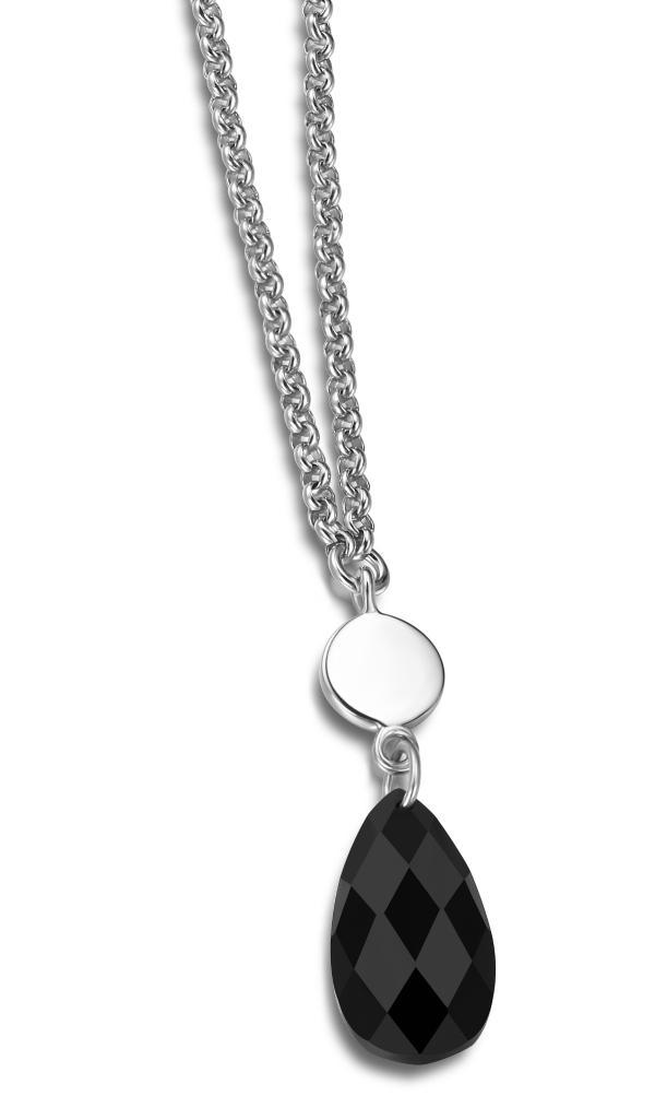 NR0LAH2-W Melody Black Agate Teardrop Necklace
