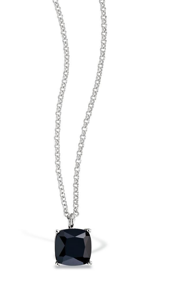 NR0LAKC6-W Spectrum Black Cubic Zirconia Cushion Necklace