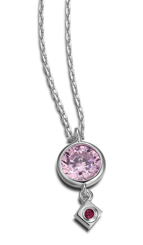NR0LAMT0-W Rock Candy Rose Cubic Zirconia Ruby Dangle Necklace