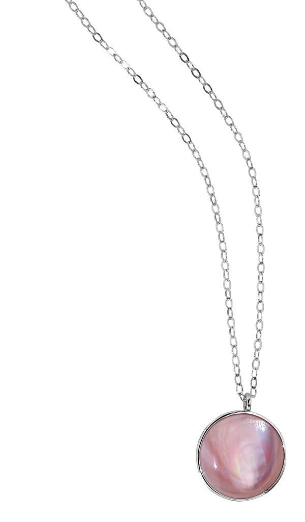 NR0LAB5-W Harmony Pink Mother of Pearl Circle Necklace