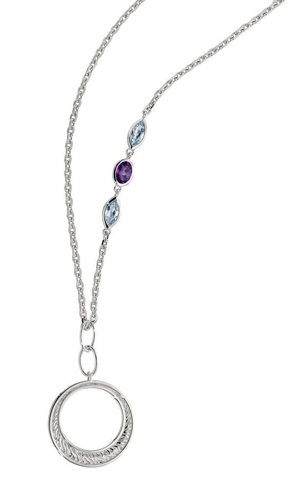NR0LACC-W Ambrosia Topaz and African Amethyst Circle Necklace